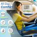 Car Seat Cushion: Ergonomic Memory Foam Car Cushion for Sciatica Pain Relief, Larger Driving Seat Pillow for Short Drivers on Long Drives - Butt Pillow for Truck, Office, Wheelchair - Dark Black