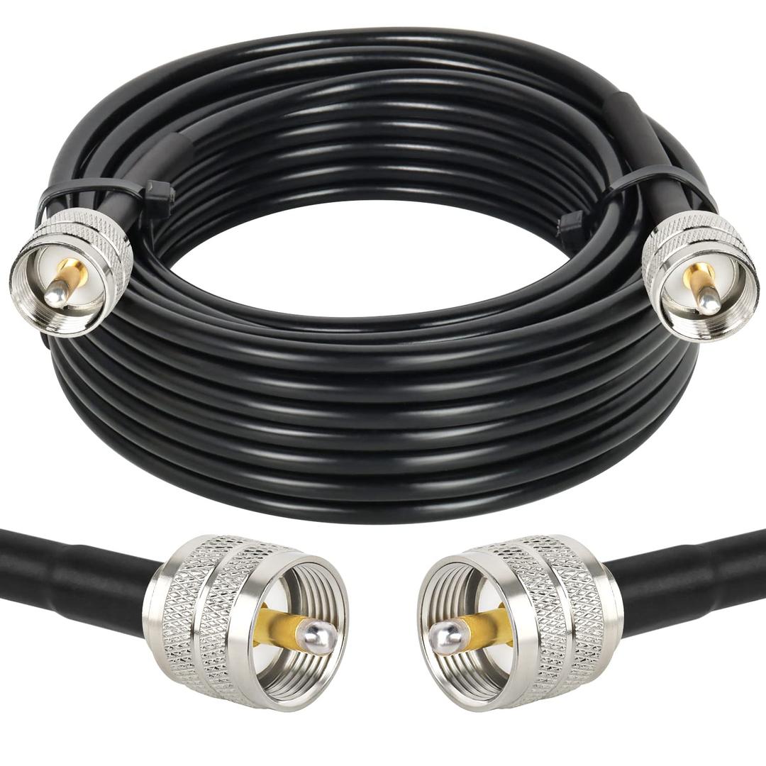 PL259 25ft UHF Male to Male Coax Cable for CB Radio, Ham Radio, Antenna Analyzer, SWR Meter