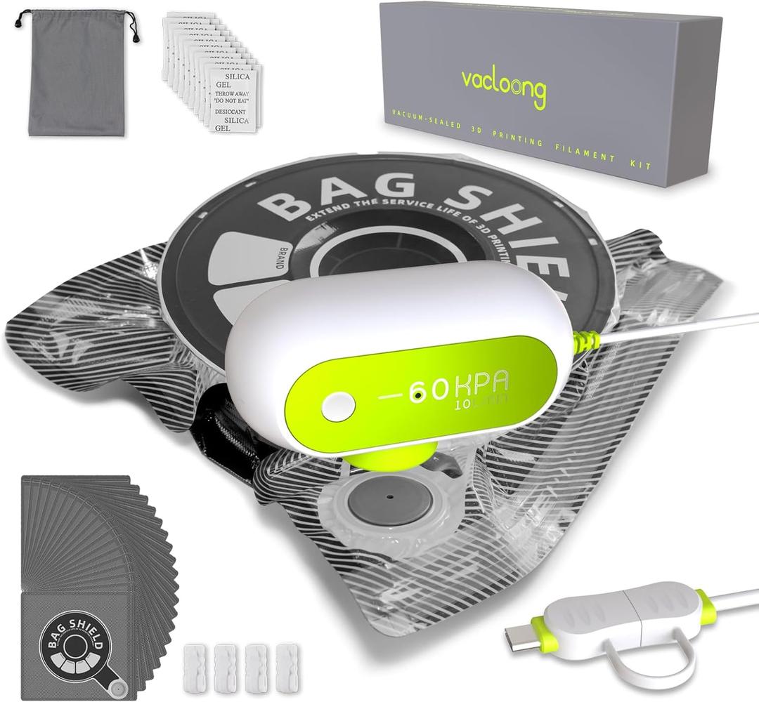 Vacuum-Sealed 3D Printing Filament Kit, 20 Packs Lightproof Storage Bags with Vacuum Pump, Moisture-Proof Bags, Sorting & Storage of PA/DP/PC/PLA/ABS/TPU/ASA/PETG with Desiccant