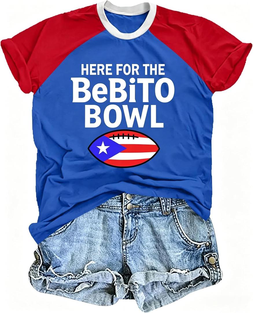 Puerto Rico Shirt for Women: Puerto Rico Flag Pride Shirts Boricua Puerto Rican T-Shirt Color Block Raglan Tops (M)