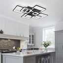 Modern LED Ceiling Light, Black Dimmable Flush Mount Ceiling Light with Remote Control, Acrylic Ceiling Lighting Fixture for Living Room Dining Room Kitchen Office Ceiling Lamp (Square)