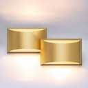 Aipsun Gold Wall Sconce Indoor Wall Lights Hardwired Set of 2 Up and Down Wall Mount Light for Living Room Bedroom Hallway Corridor Conservatory Warm White 3000K(with G9 Bulbs) (2 Pack, Warm light-Gold Aluminum)
