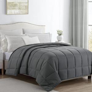 HOMBYS Oversized King Comforter 120x120, Lightweight Quilted Down Alternative Duvet Insert for All Season,Grey,8 Corner Tabs