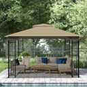Replacement Gazebo Canopy, 10 x 12 FT Durable Outdoor Roof Cover Fits Regency II Patio Gazebo L-GZ798PST, A101004104, A101004105 (Khaki)