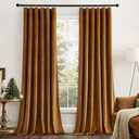 MIULEE Gold Brown Velvet Curtains 90 inches Long 2 Panels - Luxury Pinch Pleated Room Darkening Window Drapes for Bedroom Living Room Thermal Insulated Super Soft Blackout, Back Tab Rod Pocket