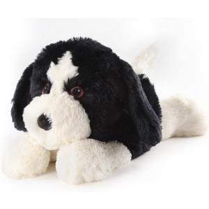 Border Collie Dog Plush Stuffed Animal, Microwave Heating Pads Animal for Cramps & Anxiety Relief, Heatable Cooling Lavender Scentsy Plush Buddy for Adults & Kids (Black White)