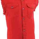 Milwaukee Leather DM1002 Men's Black Lightweight Denim Shirt with Frayed Cut Off Sleeveless (5X-Large, Red)