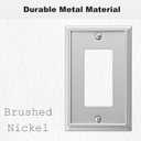 OKAWYC Single Decorator Light Switch Cover Aria Metal Wall Plate, 4-Pack Brushed Nickel 1 Gang Single Rocker, for Receptacle Dimmer Switch GFCI Outlet, Switch Cover Decorative Wallplate, Durable
