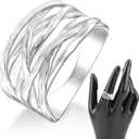 MINDDHA Overlapping Rings for Women - Designer Criss Cross Rings - 925 Sterling Silver Wide Band Ring, Criss Cross Silver Rings for Women - Made in Israel Jewelry, 12mm Width - in Sizes 4-12