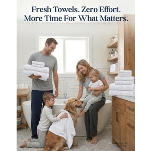 LANE LINEN 100% Cotton Bathroom Towel Set of 24 - Durable, Soft & Absorbent - Bath, Fingertip, Hand, Washcloths, Bath Sheets, Hotel & Spa-Quality Design - White Towels