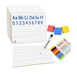 6pack Dry Erase Board 9"x12"with Lines and Blank Surface Learning,Math,Writing Teacher & Homeschool Supplies Mini Whiteboard Erasers Included Colors pens