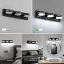 Vanity Lights for Bathroom, Matte Black Bathroom Light Fixtures Over Mirror, 3-Light Modern LED Wall Sconce Makeup Lighting, 350 Rotatable, Dimmable 6000K Cool White, Hardwired
