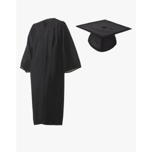Graduation Cap and Gown Set Matte Black in Multiple Sizes Size 48/ (5'3 - 5'5)