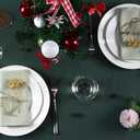 Narrow Striped Cotton Linen Blended Dinner Cloth Napkins - Set of 12 (40 x 30 cm) - for Events & Home Use (Green)