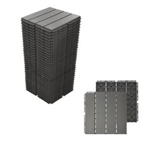Plastic Interlocking Deck Tiles, 36 Pack Patio Deck Tiles,12"x12" Waterproof Outdoor Flooring All Weather Use, Patio Floor Decking Tiles for Porch Poolside Balcony Backyard, 36 sq. ft Dark Grey