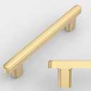 Amerdeco 10 Pack Brushed Gold Cabinet Pulls 3.75 Inch(96mm) Hole Center Drawer Pulls Cabinet Hardware Kitchen Cabinet Handles for Bathroom Dresser Pulls ZH0065