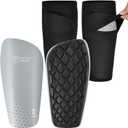 Northdeer Soccer Shin Guards for Kids Adults. Sleeves with Optimized Insert Pocket - Protective Soccer for Boys Girls Men (M (4'7"-5'3"), Shin Pads 1 Pair + Sleeves 1 Pair, Grey)
