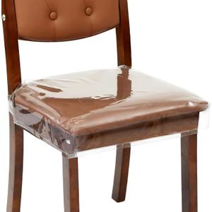 4 Pack Plastic Chair Covers for Dining Room,W18*D17 Inches Clear PVC Kitchen Chair Seat Protectors (4, W18 * D17 * H6 inches)