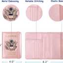TOURSUIT RFID Blocking Passport Holder for Women Men, Leather Passport Travel Wallet with Metal 3D Metal Badge, Travel Document Holder Cover Accessories (Rose Gold)