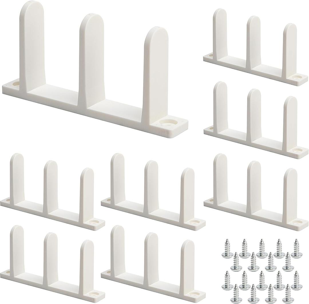 8 Pack Siding Closet Door Floor Guide-Universal ABS Sliding Door Bottom Guide Fit for 1-3/8" Thick Door-White Closet Door Guides for Cabinet Floor with Screws