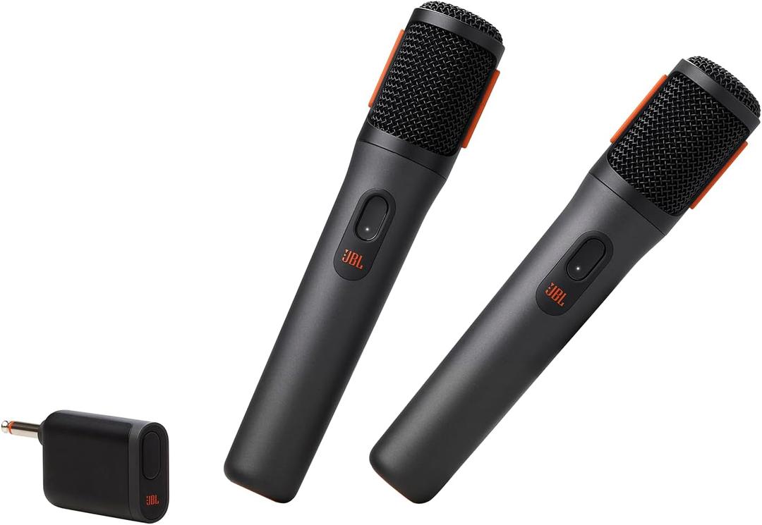 JBL PartyBox Wireless Mic - 2X Digital Wireless Microphones, Rechargeable Battery (20hrs - 700mAh), Clear Voice, Crisp Sound, Stable 2.4GHz Connection, Compatible with All Party Box Speakers (Black)