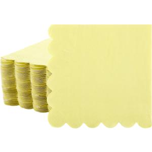 Fuutreo 100 Pcs Scalloped Cocktail Napkins Thick Paper Disposable Party Napkins Beverage Tissue for Wedding Dinner Birthday Supplies, 5 x 5 Inches(Yellow)