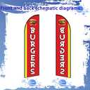 Burgers Feather Flag Decorations for Business Advertising,Burgers Flag Banner for Storefronts, Retailers, Shops, Food Trucks, Events and Fairs