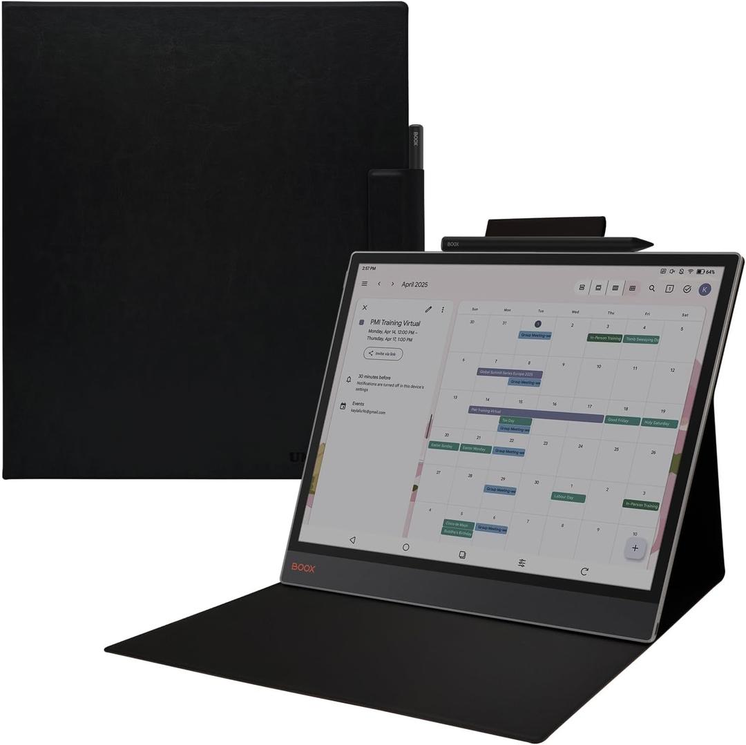 Magnetic Stand Case for 13.3'' Boox Tab X C (2025) / Boox Note Max (2024) Lightweight Book Folio Cover with Anti-Lost Magnetic Pen Buckle & Auto Wake/Sleep (Black)
