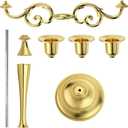 OwnMy 3 Arms Metal Candelabra Candlestick Silver European Elegant Candle Holder Candle Stand for Wedding Dining Table Christmas Party Home Decoration (Golden Tone)