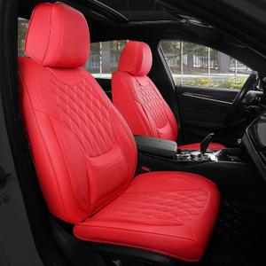 FREESOO Car Seat Covers Full Set Faux Leather Universal Fit Red