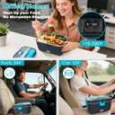 COZYEXPERT Electric-Lunch-Box-Heated-Food-Warmer 100W Heating Lunchbox for Adults 1.8L Portable Food Heater for Work/Car, 12V/24V/110-230V Lonchera Elctrica Porttil with Fork Spoon (Gray+Blue)