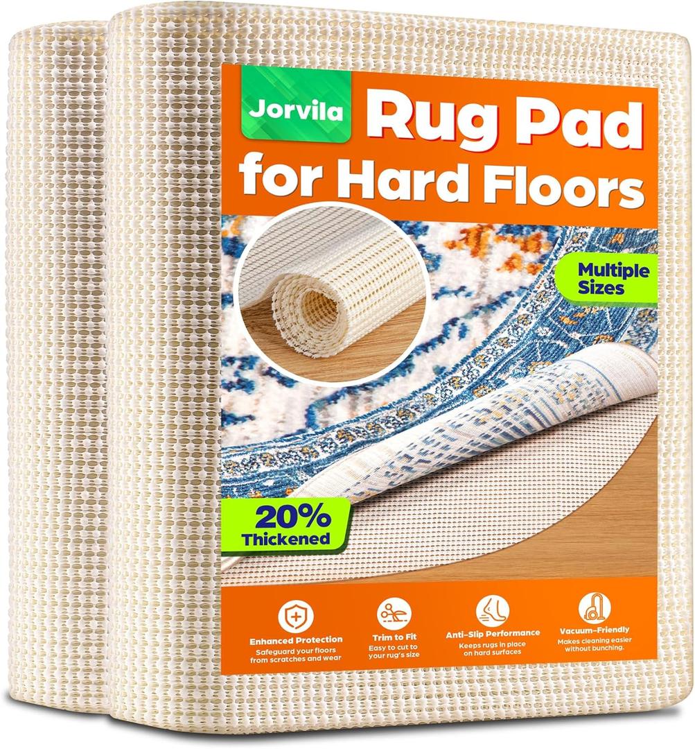 Non-Slip Rug Pad Gripper Round 6 Feet, Anti Skid Mat for Under Area Rugs, Keeps Rugs in Position and Safe, Thick Cushioned Carpet Pad for Hardwood Floors Protection (White)