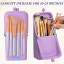 Kacctyen Makeup Brush Case Silicone Makeup Brush Holder Standing Silicone Make up Travel Bag Portable Cosmetic Case Organizer with Suction Base and Phone Stand Pouch for Travel Home Use(Purple)