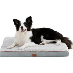 Bedsure Dog Bed for Large Dogs - Orthopedic Waterproof Puppy Beds with Removable Washable Cover, Egg Crate Foam Pet Mat, Suitable for Pet Up to 65 lbs (36.0"L x 27.0"W x 3.0"Th, Light Grey)
