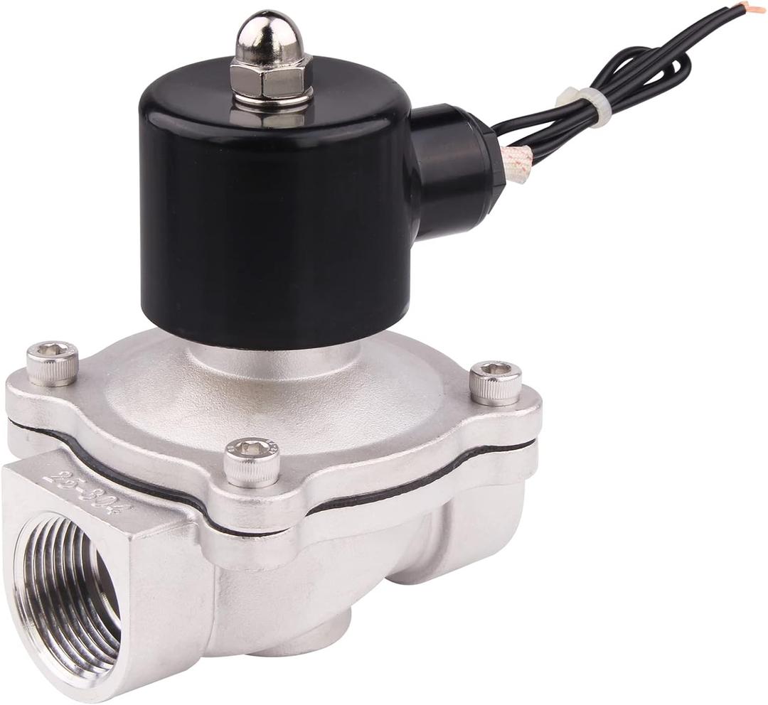 SUS304 Electric Solenoid Valve - 1" NPT 24V DC Stainless Steel Normally Closed Valve for Water Air Gas Fuel Oil