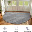 YIHOUSE Half Circle Door Mat 31" x 48" Grey, Front Door Mat Entrance Non Slip, Thin Dirt Trapper Washable Low Profile Doormats for Entryway Mats