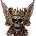 Veronese Design 5.9 Inch Flame Wings Crossed Swords Crown Screaming Skull Monarch Antique Bronze Finish Statue