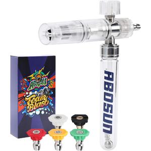 Foam Cannon Pro for Pressure Washer, Thick Snow Foam Sprayer with 5 Nozzle Tips, 1/4" Quick Connect for Thick Sudsy Wash (White)