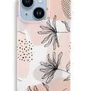 iPhone 15plus Case 6.1,Aesthetic Minimalist Boho Modern Abstract Prints Slim Geometric Line Plant Floral Pattern Pink Soft TPU Shockproof Cover Protective Phone Case for Women Leaves