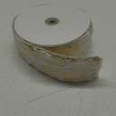 White and Gold Ribbon Wired 2.5 Inch X 10 Yards White Faux Fur Wired Ribbon for Christmas Tree,Topper Bows, Garlands and Wreaths, Gift Wrapping, DIY Crafts, Home Decor (Birch Bark,White)