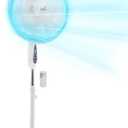 Vie Air 16 Inch 3 Speed Oscillating Stand Fan with 7.5 Hour Timer, 1400 RMS & Remote Control (White)