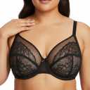 Minimizer Bras for Women Full Coverage Unlined Underwire Bra Plus Size Bra for Heavy Breast (36DD, Black)
