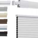 No Tools No Drill Top Down Bottom Up Cellular Shades for Windows, 1" Blackout Fabric, Cordless Honeycomb Blinds for Indoor Window, Thermal Insulated Noise Reduction, Custom Size, White