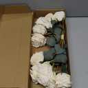 Uznaeoi 10PCS Vintage Roses Artificial Flowers White Fake Flower Bouquet Faux Roses with Stems for DIY Wedding Bouquet Bridal Shower Party Home Garden Decor (White)