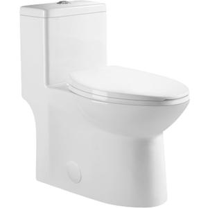 DeerValley Symmetry One Piece Toilet, Dual Flush 1.1/1.6 GPF Elongated Standard Toilet for Bathroom, Toilets with Comfortable Seat Height (Seat Included) (White)