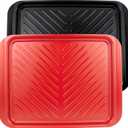 ECOIOU Large Grilling Prep and Serve Trays, 17.3" x 13" BBQ Platters for Raw and Cooked Food, Melamine Serving Trays for Food, Set of 2, Black and Red
