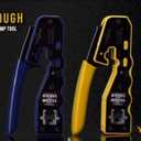 RJ45 Crimp Tool Kit Pass Through Crimper Stripper Cutter All-in-One Ethernet Crimper Tool for Cat5e Cat6 Cat6a 8P8C Pass Through Modular Plugs With 2 Replacement Blades
