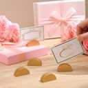 Colingmill 24 Pcs Wooden Table Number Stands Wedding Table Name Holder Semicircular Design Place Card Holders with 24 Pcs Tented Cards for Retail Shop Wedding Party Events Decoration(Gold)