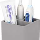 Diatomite Toothbrush Holders for Bathrooms, Electric Toothbrush and Toothpaste Holder 3 Slots Tooth Brush Organizer for Bathroom Countertop, Shower, Vanity - Dark Gray