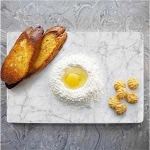 Yew & Tulip 16"x10" White Marble Board with Non-Slip Rubber Feet - Dough Pastry and Cutting Board